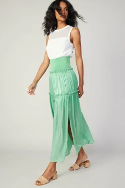 New Satin Weave Maxi Skirt Women Skirts