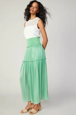 New Satin Weave Maxi Skirt Women Skirts