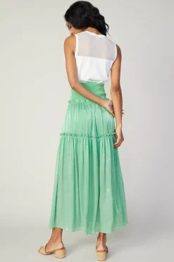 New Satin Weave Maxi Skirt Women Skirts