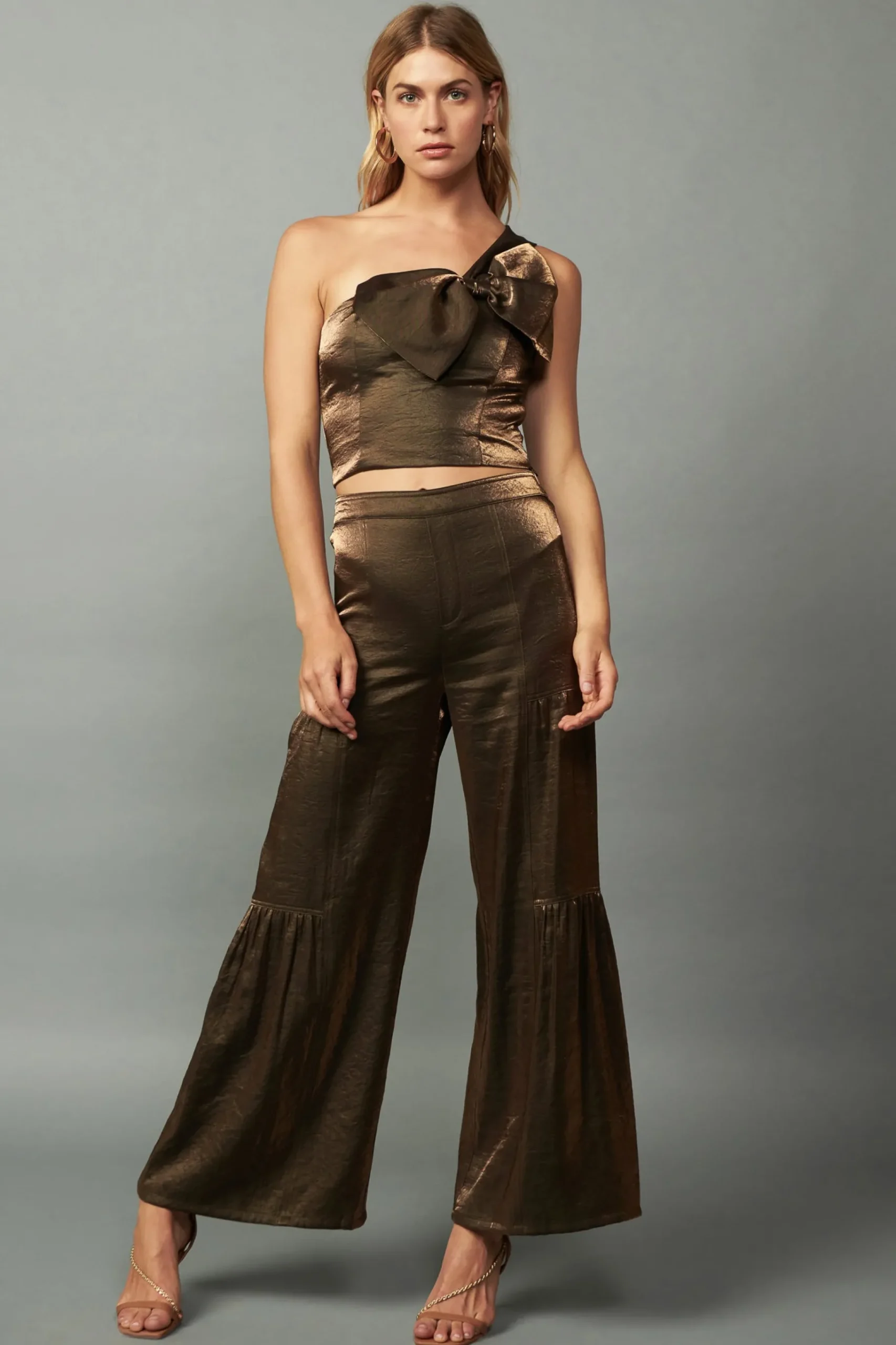 Outlet Satin Wide Leg Pants Women Pants