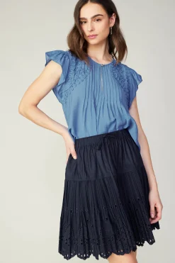 Sale Scallop Eyelet Skirt Women Skirts