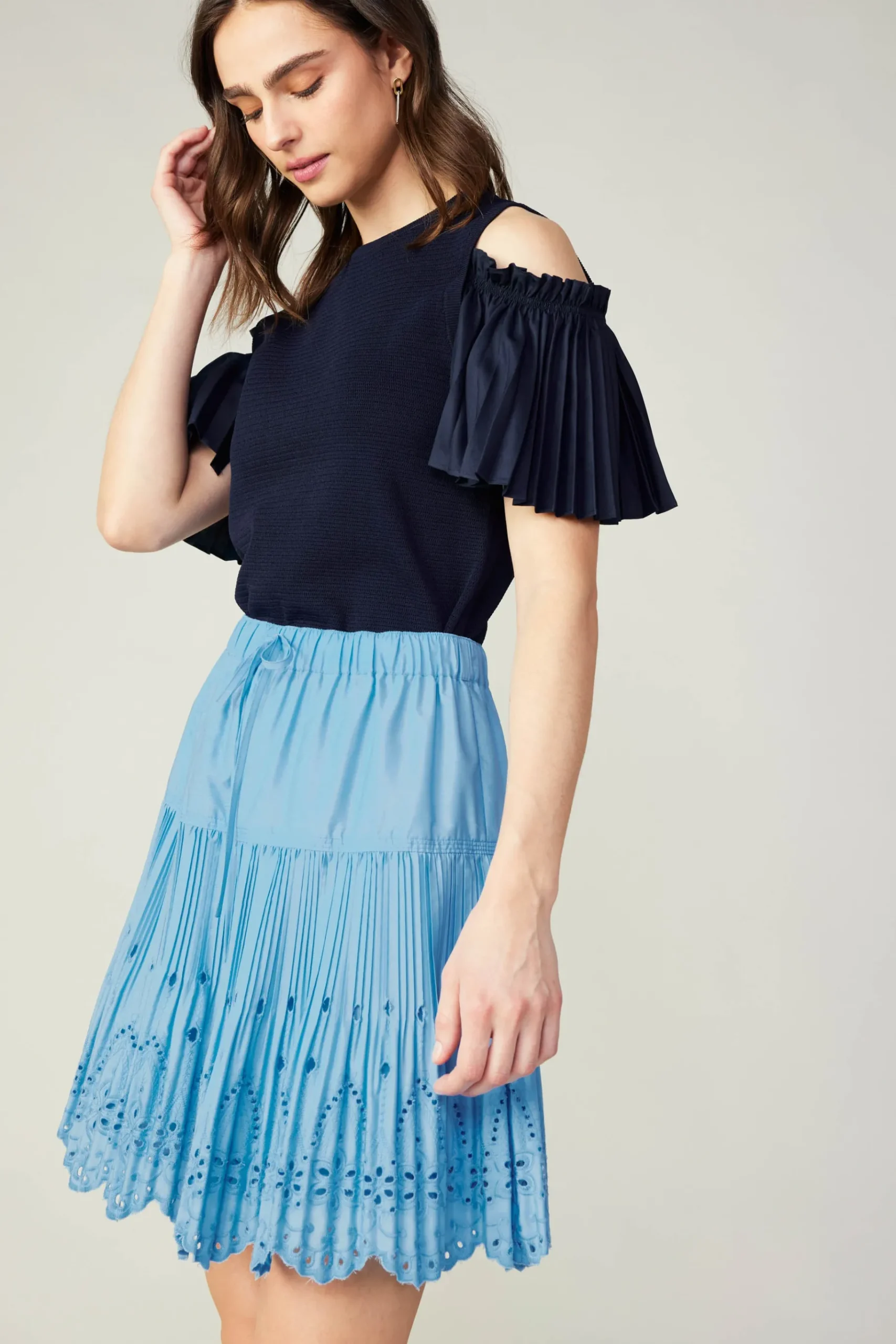 Best Scallop Eyelet Skirt Women Skirts