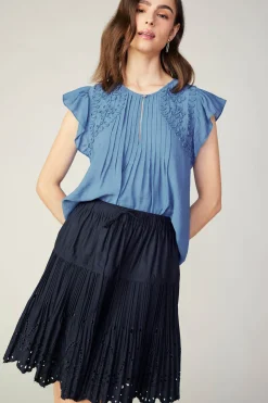 Sale Scallop Eyelet Skirt Women Skirts