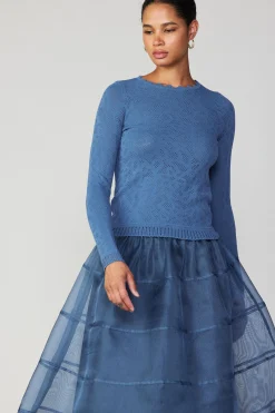Sale Scalloped Knit Top Women Long Sleeve Tops | Sweaters