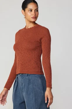 Fashion Scalloped Knit Top Women Long Sleeve Tops | Sweaters