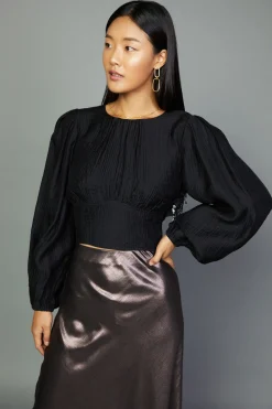 Online Sequin Back Cutout Top Women Long Sleeve Tops