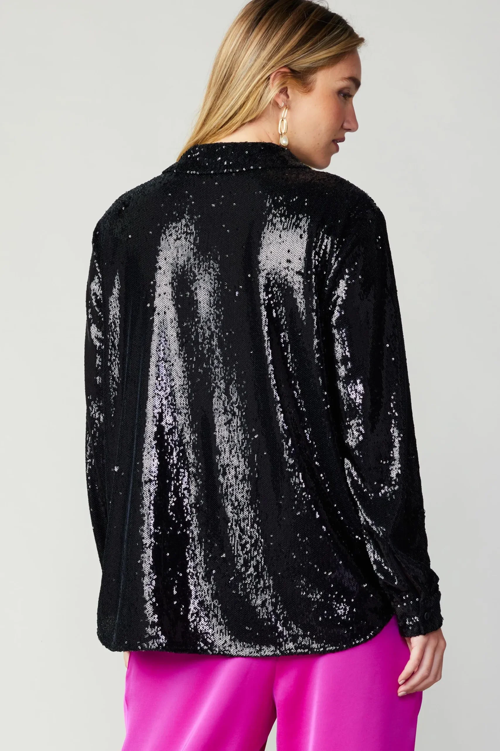 Online Sequin Buttonup Shirt Women Long Sleeve Tops