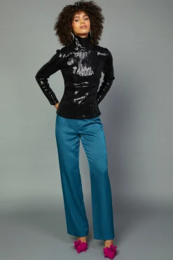 Discount Sequin Turtleneck Top Women Long Sleeve Tops