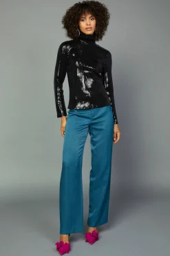Discount Sequin Turtleneck Top Women Long Sleeve Tops