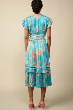 Clearance Sereia Botanical Motif Midi Dress Women Midi Dresses
