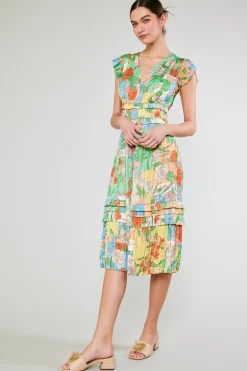 Hot Sereia Pleated Midi Dress Women Midi Dresses