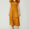 Fashion Sereia Pleated Midi Dress Women Midi Dresses