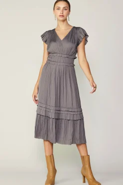 Best Sereia Pleated Midi Dress Women Midi Dresses