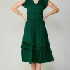 New Sereia Pleated Midi Dress Women Midi Dresses
