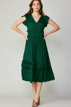 New Sereia Pleated Midi Dress Women Midi Dresses