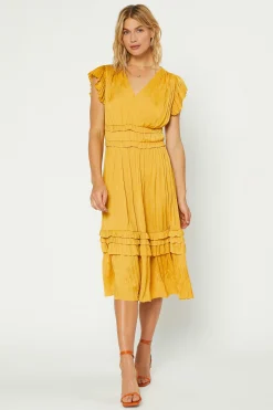 New Sereia Pleated Midi Dress Women Midi Dresses