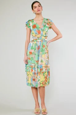 Hot Sereia Pleated Midi Dress Women Midi Dresses