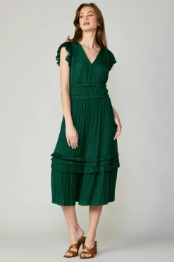 New Sereia Pleated Midi Dress Women Midi Dresses