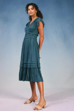 Best Sereia Pleated Midi Dress Women Midi Dresses