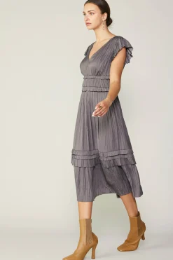 Best Sereia Pleated Midi Dress Women Midi Dresses