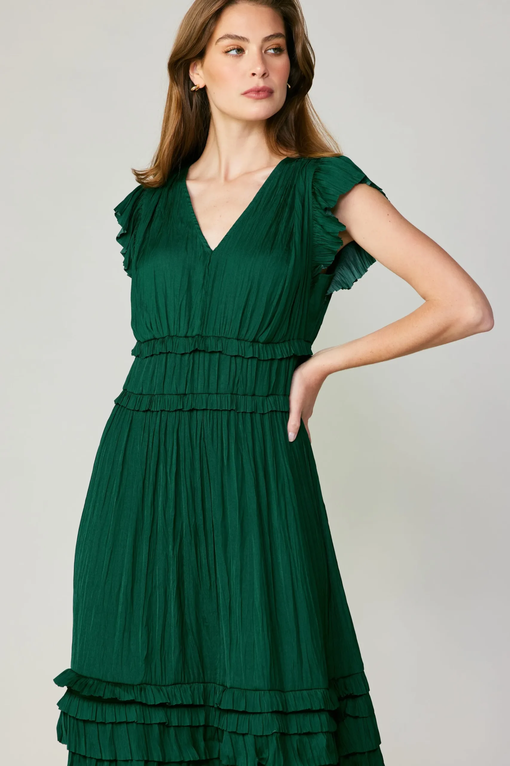New Sereia Pleated Midi Dress Women Midi Dresses