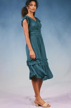 Best Sereia Pleated Midi Dress Women Midi Dresses