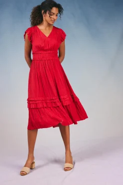 Best Sereia Pleated Midi Dress Women Midi Dresses