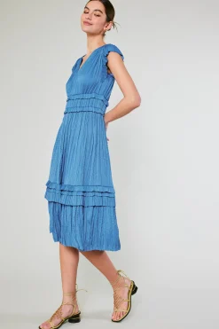 Sale Sereia Pleated Midi Dress Women Midi Dresses