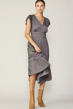 Best Sereia Pleated Midi Dress Women Midi Dresses