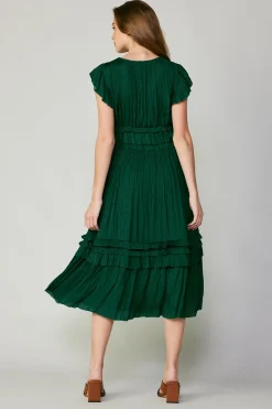New Sereia Pleated Midi Dress Women Midi Dresses
