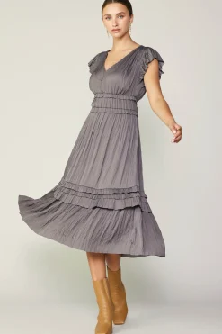 Best Sereia Pleated Midi Dress Women Midi Dresses