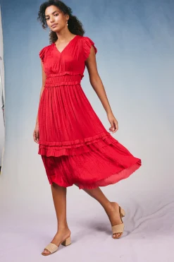 Best Sereia Pleated Midi Dress Women Midi Dresses