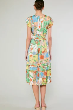 Hot Sereia Pleated Midi Dress Women Midi Dresses