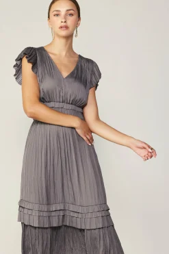 Best Sereia Pleated Midi Dress Women Midi Dresses
