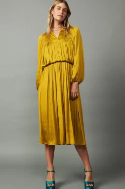 New Shirred Yoke Maxi Dress Women Maxi Dresses
