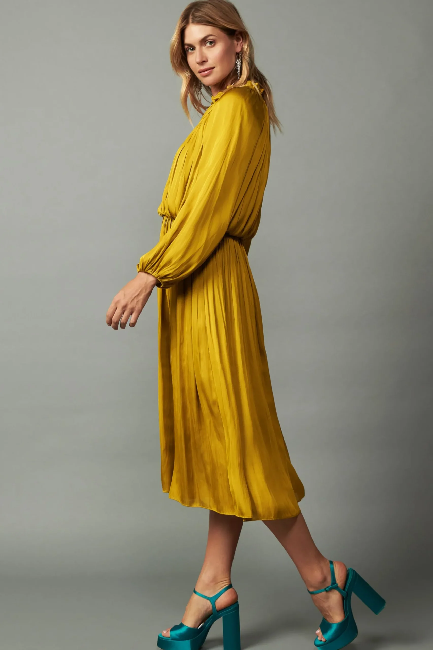 New Shirred Yoke Maxi Dress Women Maxi Dresses