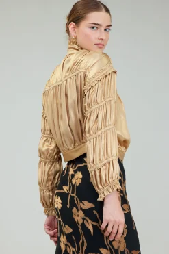 Best Shirred Zip Up Jacket Women Coats & Jackets