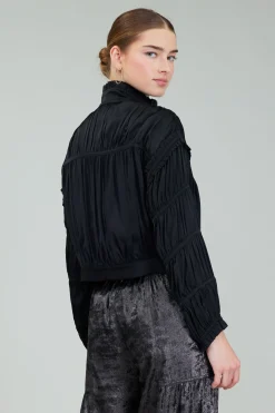 Best Shirred Zip Up Jacket Women Coats & Jackets
