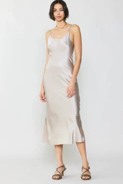 Sale Silk Bias Midi Dress Women Midi Dresses