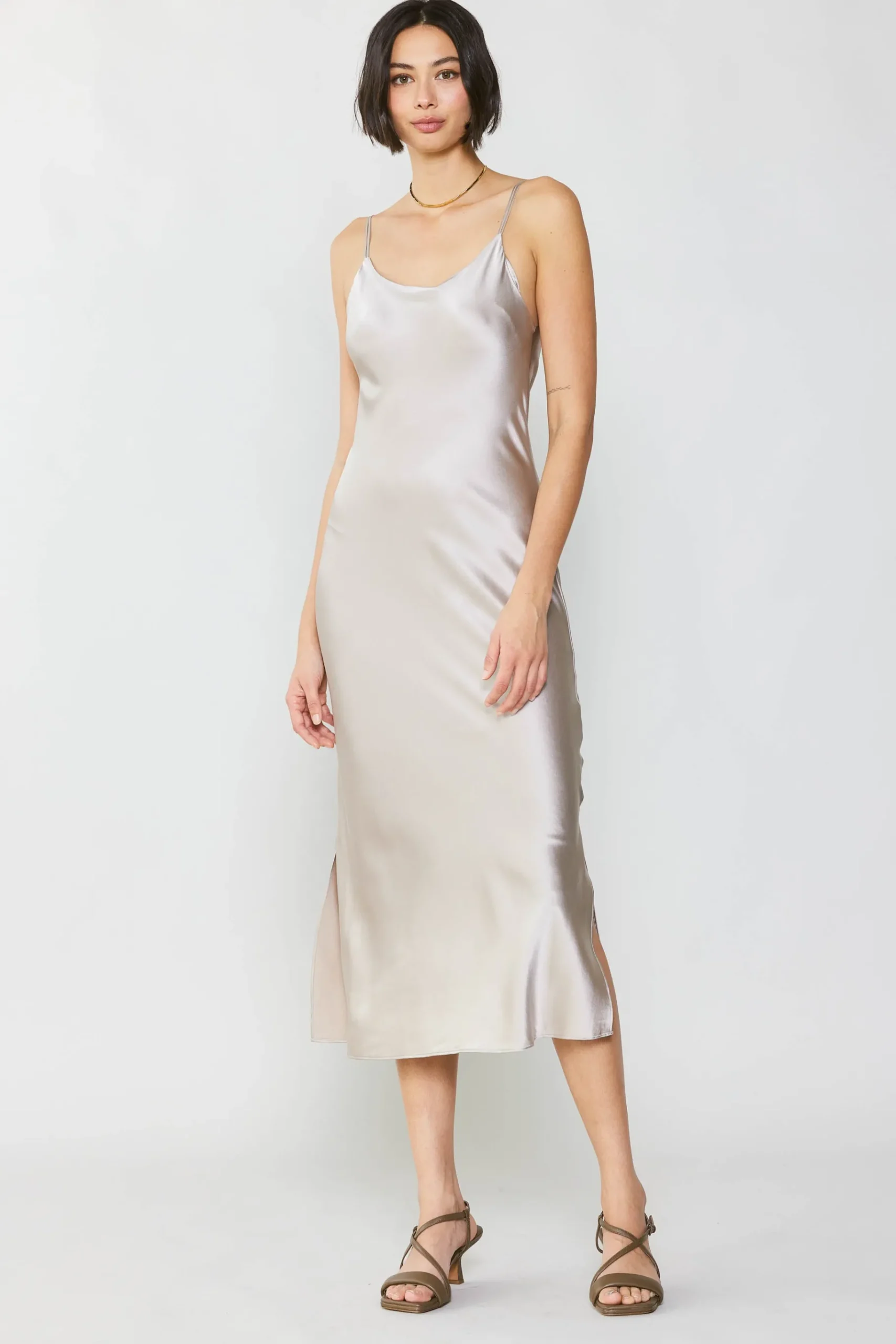 Sale Silk Bias Midi Dress Women Midi Dresses