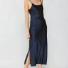 Hot Silk Bias Midi Dress Women Midi Dresses