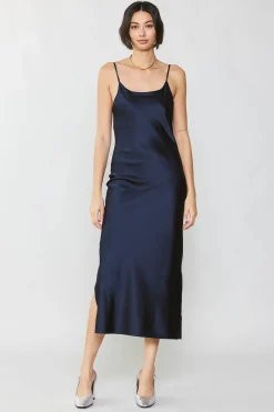 Hot Silk Bias Midi Dress Women Midi Dresses
