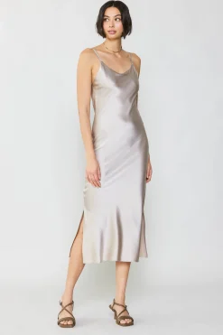 Sale Silk Bias Midi Dress Women Midi Dresses
