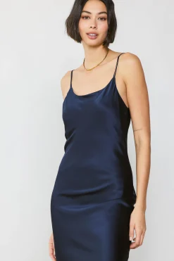 Hot Silk Bias Midi Dress Women Midi Dresses