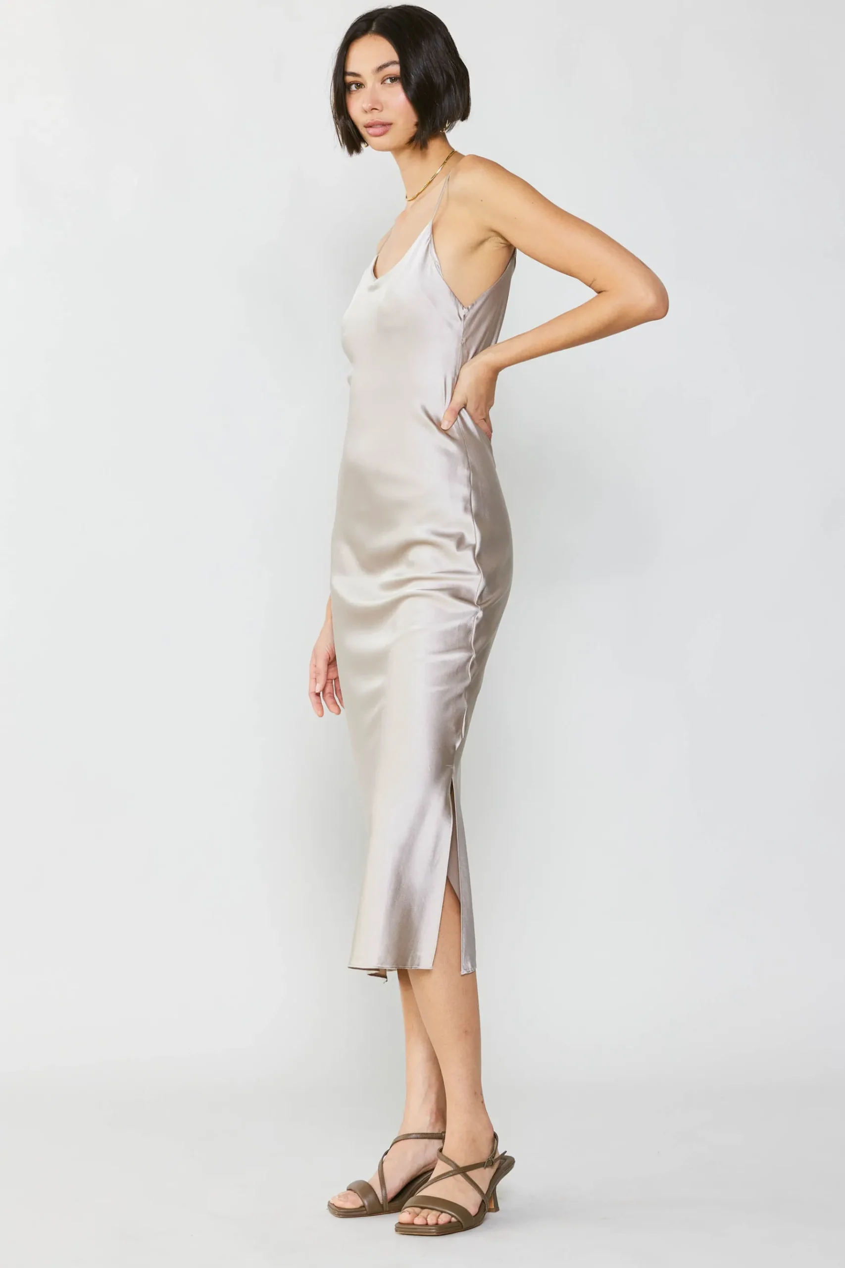 Sale Silk Bias Midi Dress Women Midi Dresses