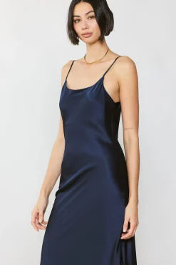 Hot Silk Bias Midi Dress Women Midi Dresses