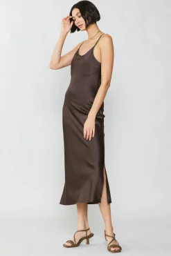Sale Silk Bias Midi Dress Women Midi Dresses