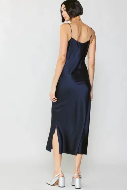 Hot Silk Bias Midi Dress Women Midi Dresses