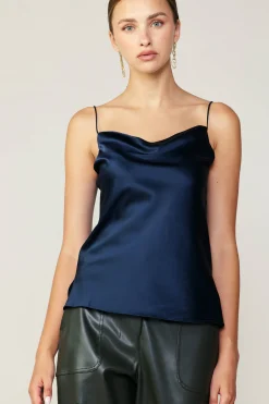 Outlet Silk Cowl Neck Cami Women Sleeveless Tops
