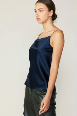 Outlet Silk Cowl Neck Cami Women Sleeveless Tops